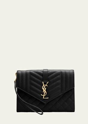 envelope flap ysl clutch bag in grained leather